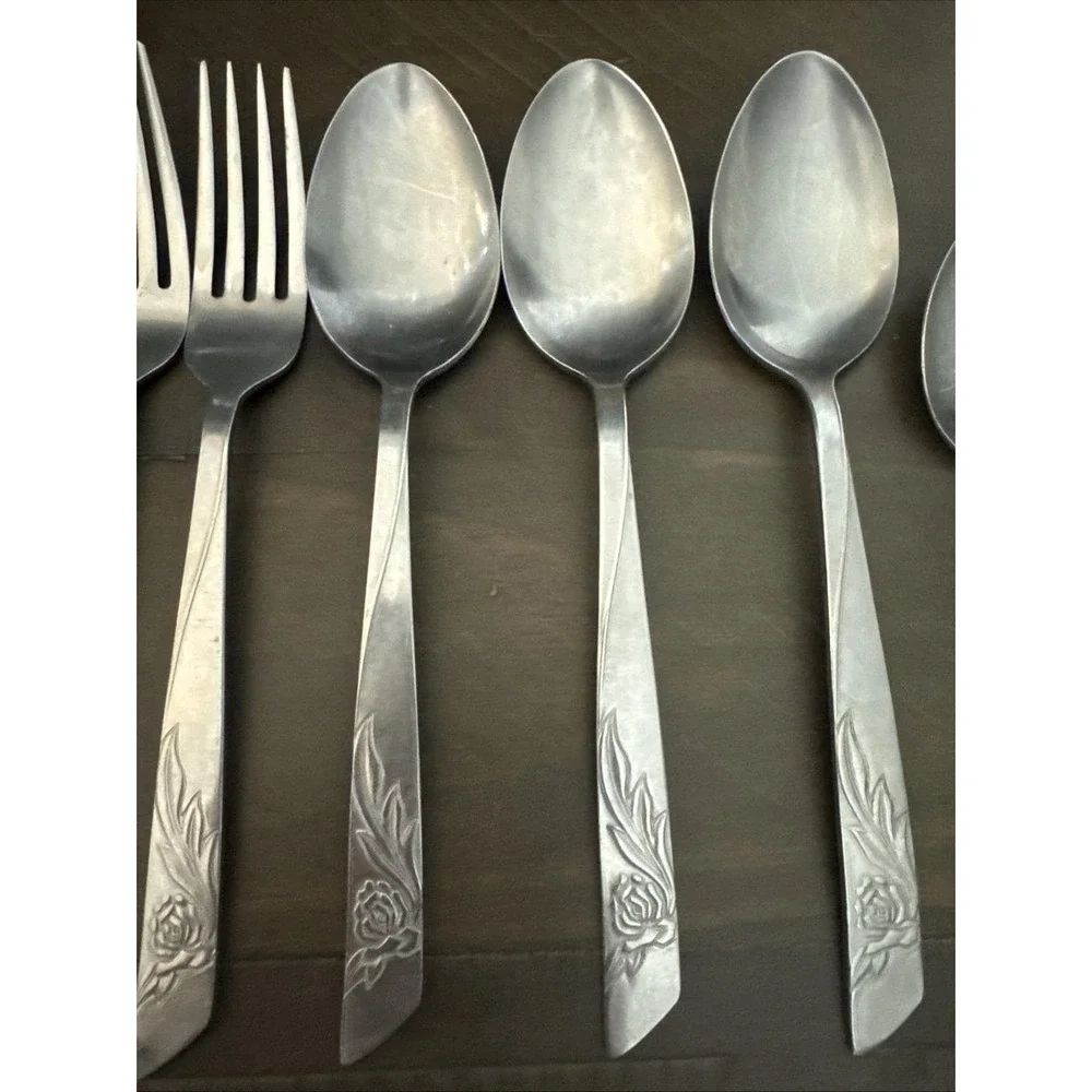 National Stainless NST12 Flatware Dinner Forks,Spoons Knives Japan Set Of 10